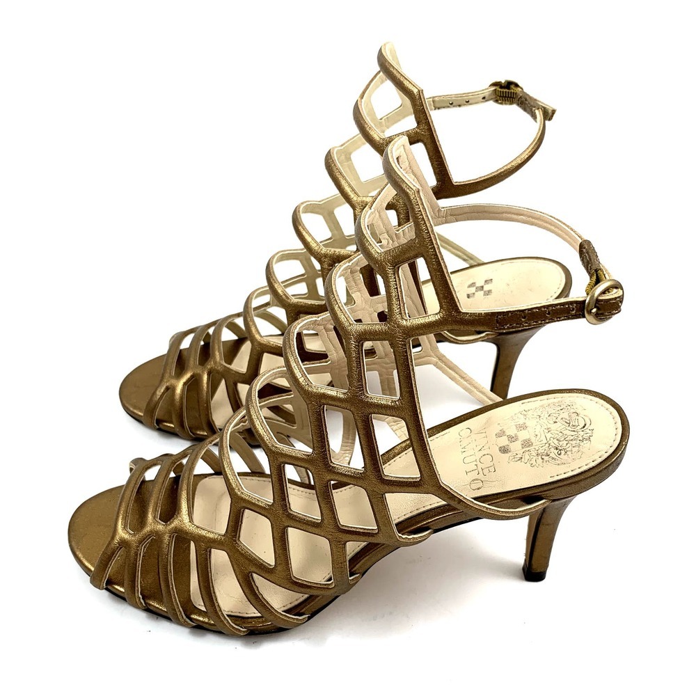 ❌SOLD❌VINCE CAMUTO gold leather caged high heel shoes - Picture 15 of 16